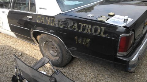 1991 Ford LTD Crown Victoria - This police car, marked 'Canine Patrol 1445', appears to be a 1991 Ford Crown Victoria.