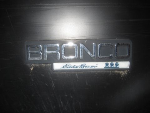 1993 Ford Bronco - Close-up of the Bronco Eddie Bauer emblem, indicating a 1993 model year.