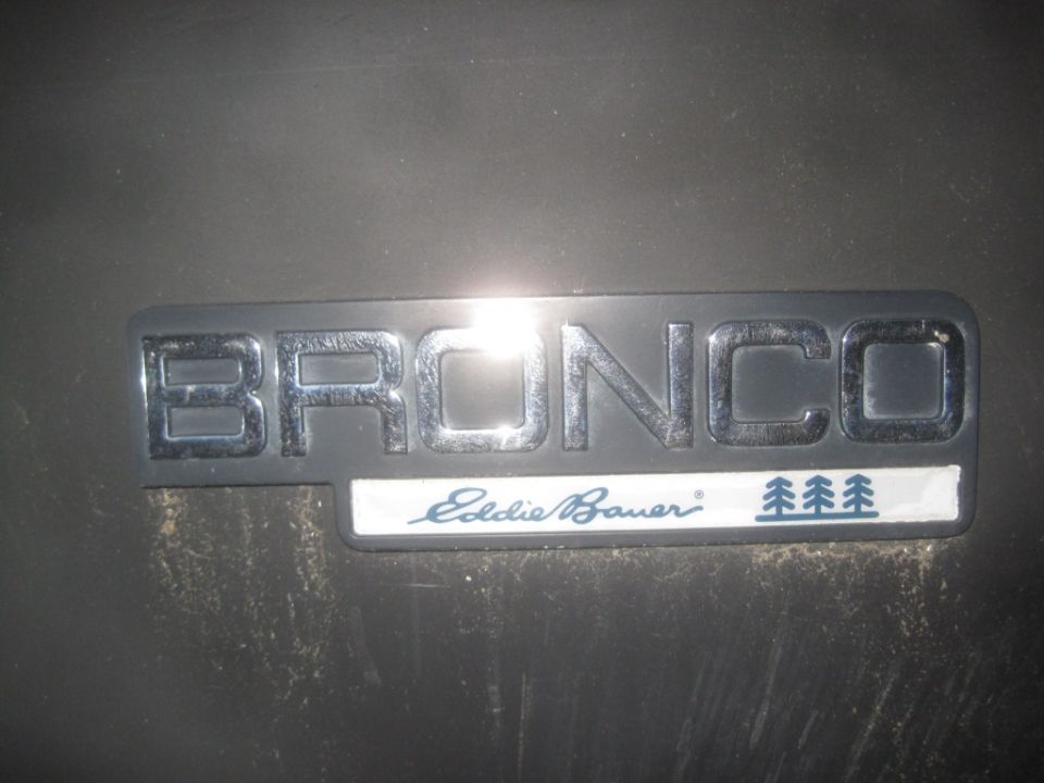 Bronco Eddie Bauer emblem with three pine trees