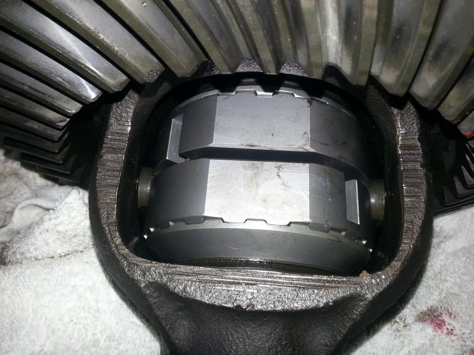close-up of differential gears and locking mechanism