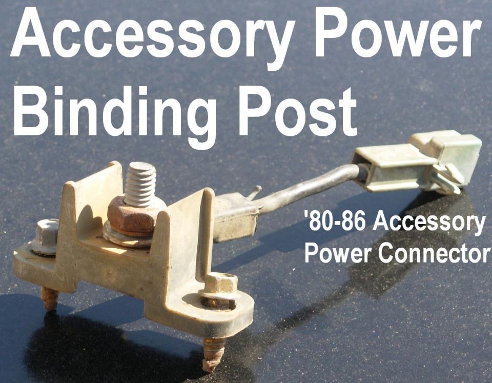 Beige plastic accessory power binding post with bolt and wired connector