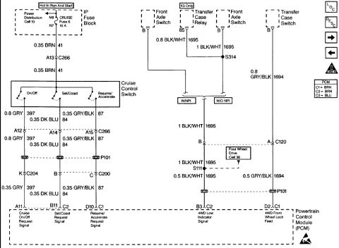 1997 Chevrolet Silverado 3500 - '97 6.5L PCM: cruise, 4WD inputs