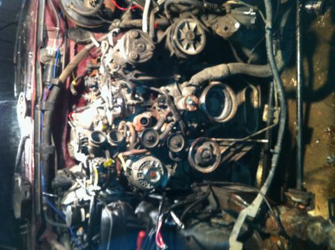 1996 Ford Bronco - Radiator support removed in preparation for engine removal.