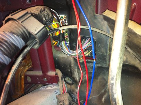 1996 Ford Bronco - A tangled mess of wires and connectors are visible in this close-up of a vehicle's electrical system.