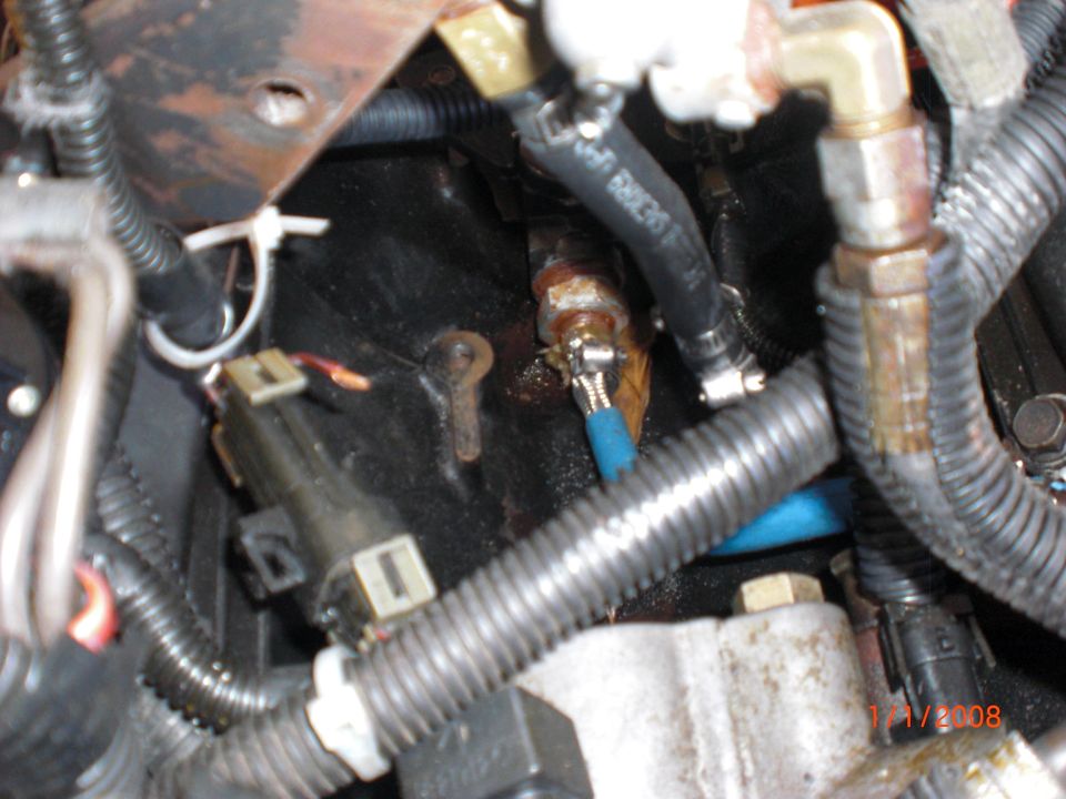 Engine hoses and electrical connectors with a date stamp of 11/1/2008