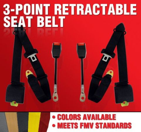 1969 Ford Torino - These 3-point retractable seat belts are available in multiple colors and meet FMVSS standards.
