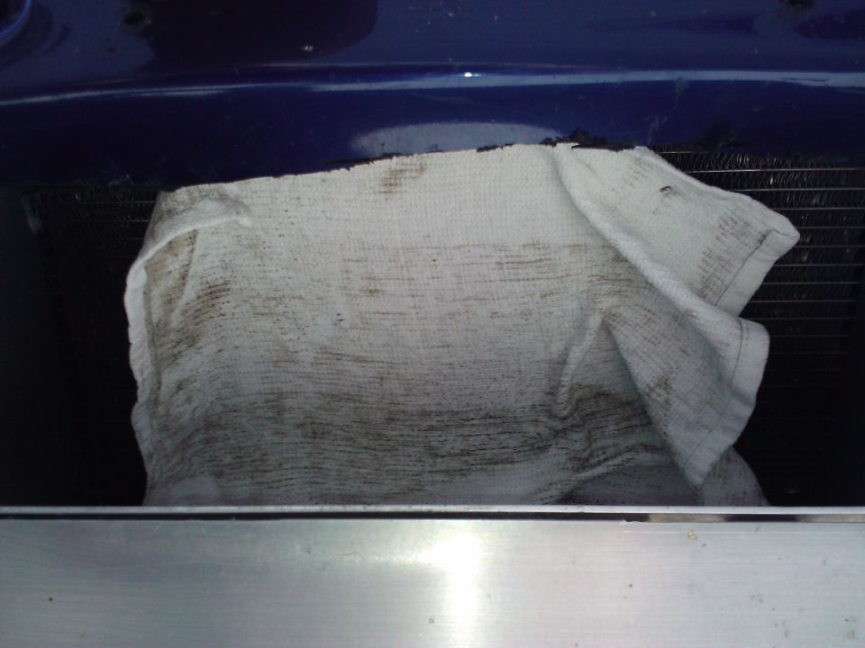 Radiator covered by a dirty cloth