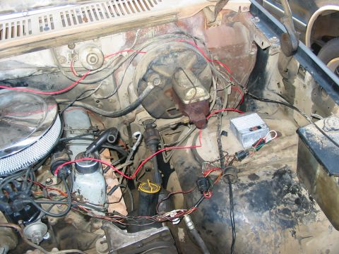 1983 Ford Bronco - Engine 3....wiring mess, half of why I need a new wiring harness, other half, the guy cut the wiring for the w/o points dist. So, I am runn…