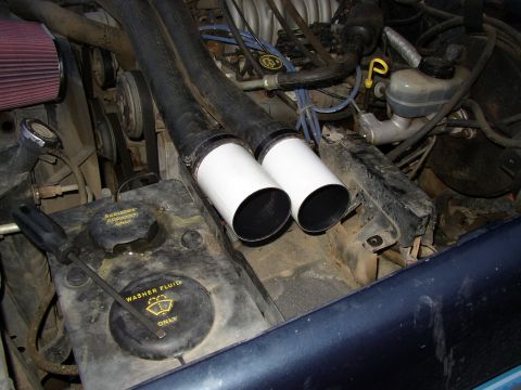 1989 Ford Bronco - It was much easier to put the pipe on the intake tubes and the jam the filter on.