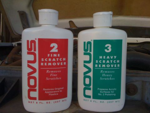 1990 Ford Bronco - Novus 2 Fine Scratch Remover and Novus 3 Heavy Scratch Remover bottles are shown.
