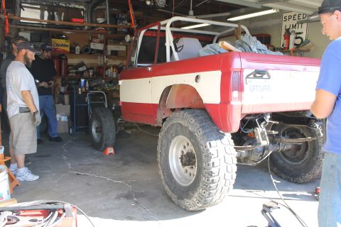 1968 Ford Bronco - This 1968 Ford Bronco is undergoing modifications in a garage setting.