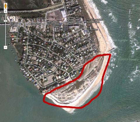 1992 Ford Bronco - This is an aerial photograph of Vilano Beach, Florida, showing the coastline and surrounding town.