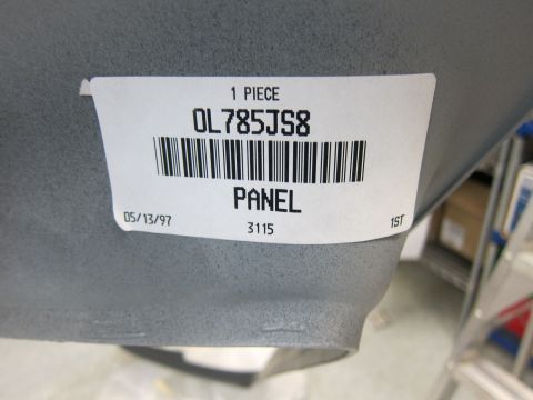 2001 Ford Crown Victoria - Part labeled 'PANEL' with a manufacturing date of 05/13/97.