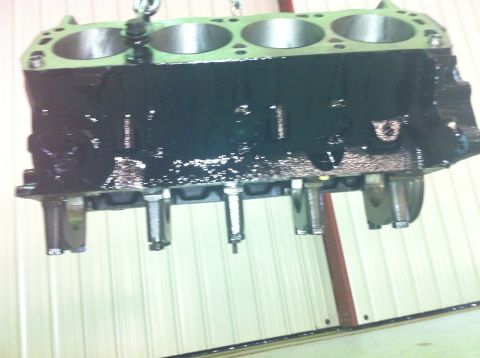 1992 Ford Bronco - Engine block is being worked on, possibly for a 351W build.