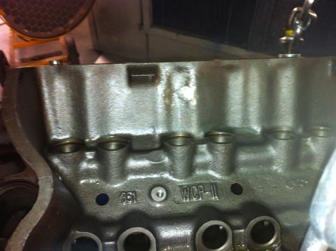 1992 Ford Bronco - A Ford V8 engine block is shown, with casting marks indicating it is a 351 cubic inch engine.