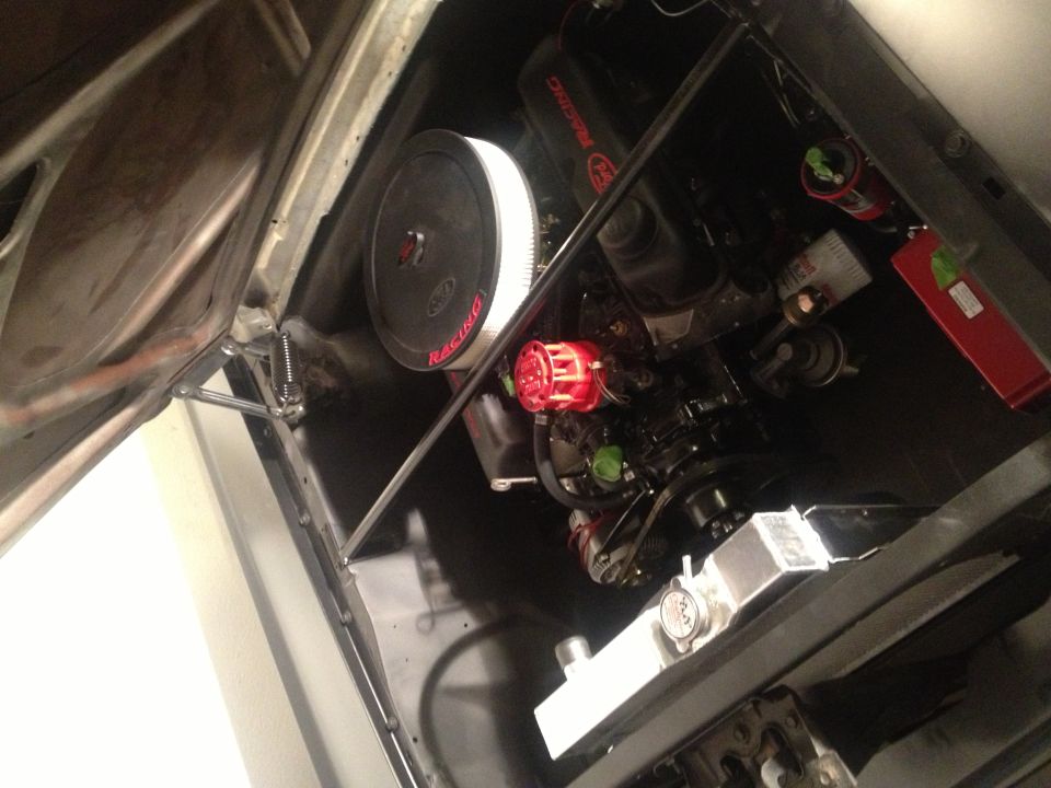 65 Mustang-Champion 2 row radiator, shroud, and electric fan.