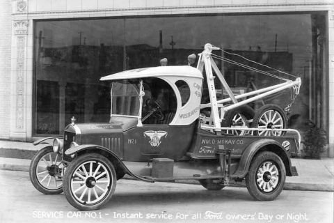 1909 Ford Model T - This Ford Model T tow truck, labeled "Service Car No. 1", provided instant service for all Ford vehicles.