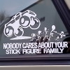 1995 Ford Bronco - A humorous sticker on a car window expresses a cynical view on stick figure family decals.