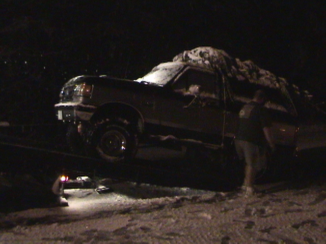 Not a pretty site - Tim's dead Bronco, this just added to the fact he lost his camera in the snow while getting his tree's