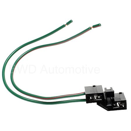 1995 Ford Mustang - A brake light switch connector with green wires and black plastic connectors is shown against a white background.
