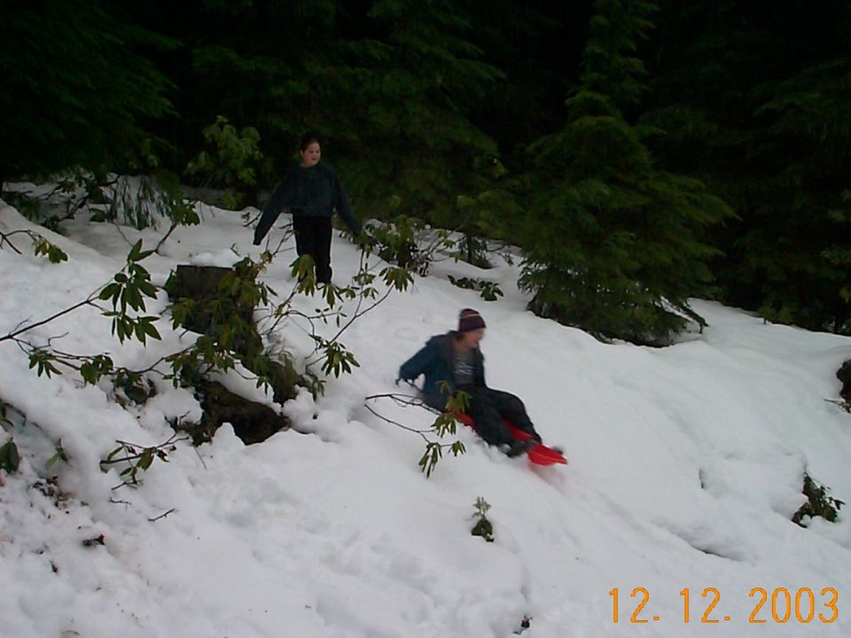 Kassie goes sledding