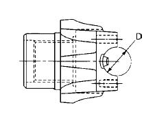 1995 Ford Bronco - Dimensioned engineering drawing of a driveshaft U-joint yoke with a detail callout labeled D.