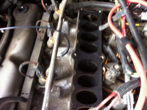 1992 Ford F-150 - A look at the lower intake plenum and fuel rails. For me, getting to the fuel injectors was the reason the plenum came off.