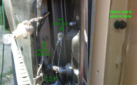 1983 Ford Bronco - To ensure any new internal grounds are thoroughly connected to the frame, body, & batteries, I changed the G400 bolt to a stud that passes…