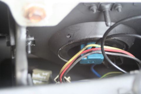 1976 Ford Ranchero - Wiring harness for a vehicle's lighting system, showing a blue connector and multiple colored wires.