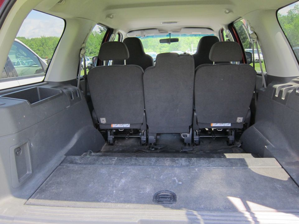 Interior rear seats and cargo area of an SUV