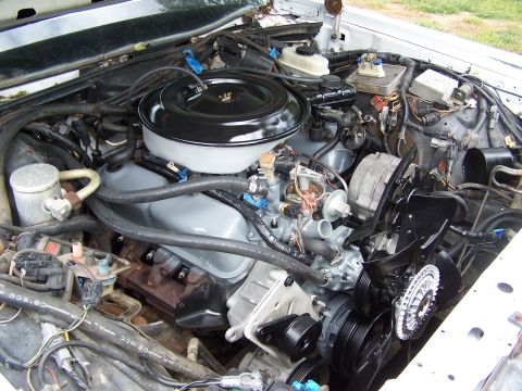 1991 Ford LTD Crown Victoria - Close-up view of a V8 engine bay, showing the air intake and other engine components.