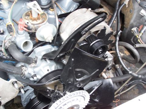 1991 Ford LTD Crown Victoria - Engine bay detail showing various parts and wiring.