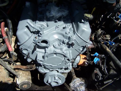 1991 Ford LTD Crown Victoria - Engine block assembly, likely undergoing maintenance or rebuild.