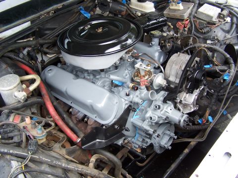 1991 Ford LTD Crown Victoria - Engine bay detail with V8 engine components, hoses, and wiring.