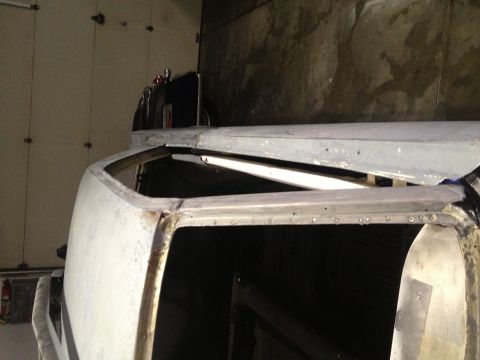 1965 Ford Mustang - 1965 Mustang drivers side drip rail shaved off, view from front