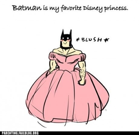 1996 Ford F-150 - Batman is depicted as a blushing Disney princess in a pink gown, with text stating he is a favorite.