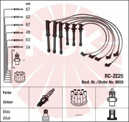1993 Mazda MX-3 - Diagram shows spark plug wires and a distributor cap, with measurements in centimeters.