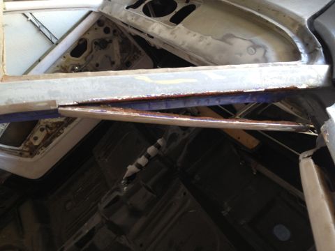 1965 Ford Mustang - 65 Mustang-how to shave drip rails (in sections), front pillar metal removal (use hammer and chisel to remove, stop below leaded seam)