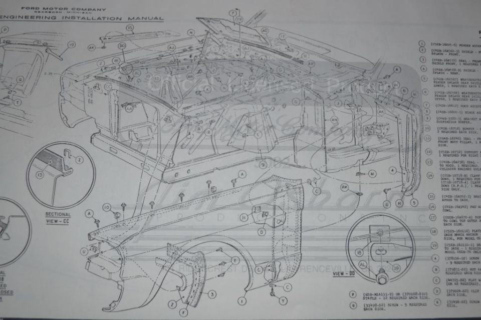 65 Mustang front end assembly