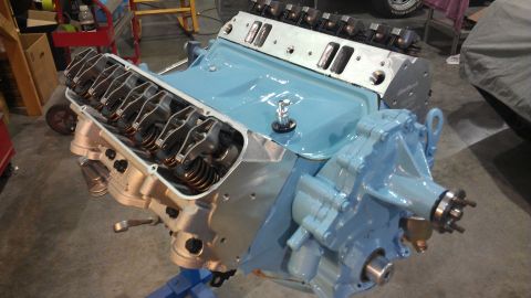 1972 Pontiac Trans Am - Pontiac V8 engine, possibly from a 1972 model, on an engine stand.