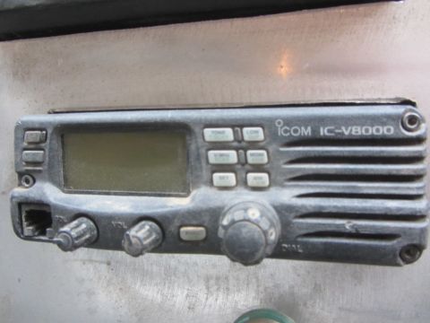 1990 Ford Bronco - Icom IC-V8000 mobile two-way radio transceiver mounted on a metal surface, showing its display and controls.