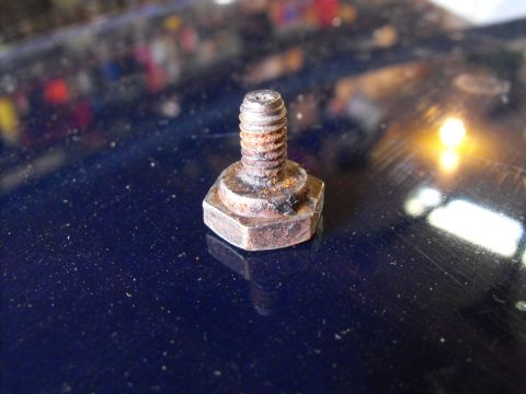 1986 Chrysler Fifth Avenue - This ! little stud is set into the plastic rad overflow at the factory and from then on it starts to rust solid to the threads of the nut h…