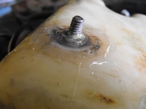 1986 Chrysler Fifth Avenue - Using washers on either side of the plastic spreads the bind and probably wouldn't leak (it's not critical anyway as it's not a pressurized…
