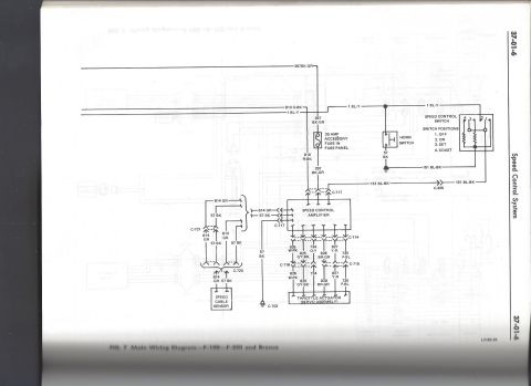 1979 Ford Bronco - This diagram illustrates the wiring for a vehicle's speed control system, detailing component connections and functions.