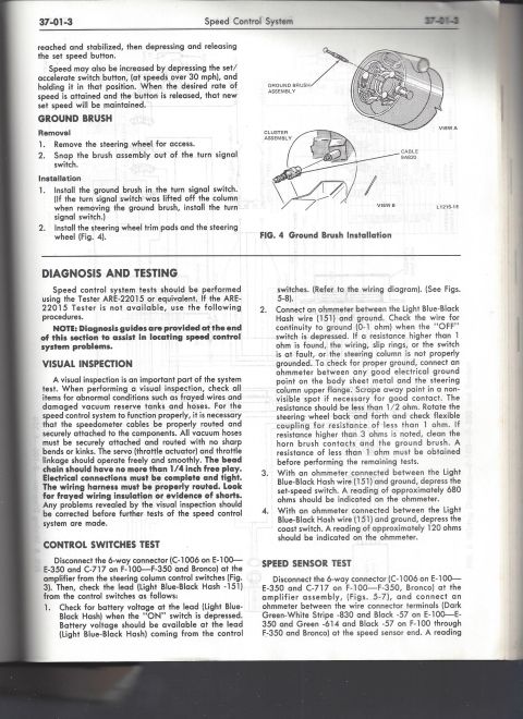 1979 Ford Bronco - This document provides technical information for diagnosing and testing a vehicle's speed control system.