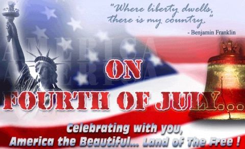 1991 Ford LTD Crown Victoria - Graphic celebrating the Fourth of July with patriotic imagery and text.