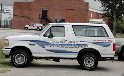 1992 Ford Bronco - Fairfield County Sheriff's Ford Bronco SUV, marked with emergency 911.