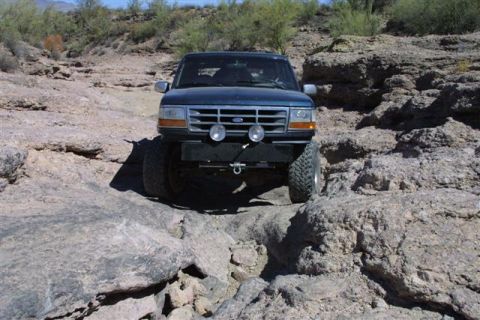 1994 Ford Bronco - This 1994 Ford Bronco navigates a challenging rocky trail.