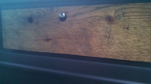 1979 Ford Bronco - Close-up of interior trim with wood grain texture and a visible knob.