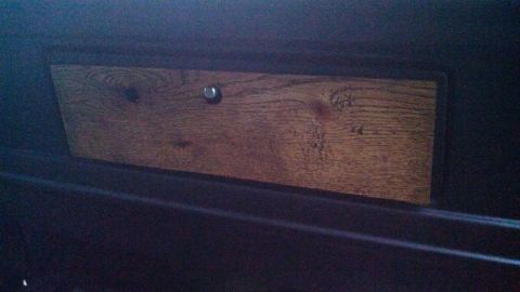 1979 Ford Bronco - Interior shot of a wood grain trim panel with a silver knob.